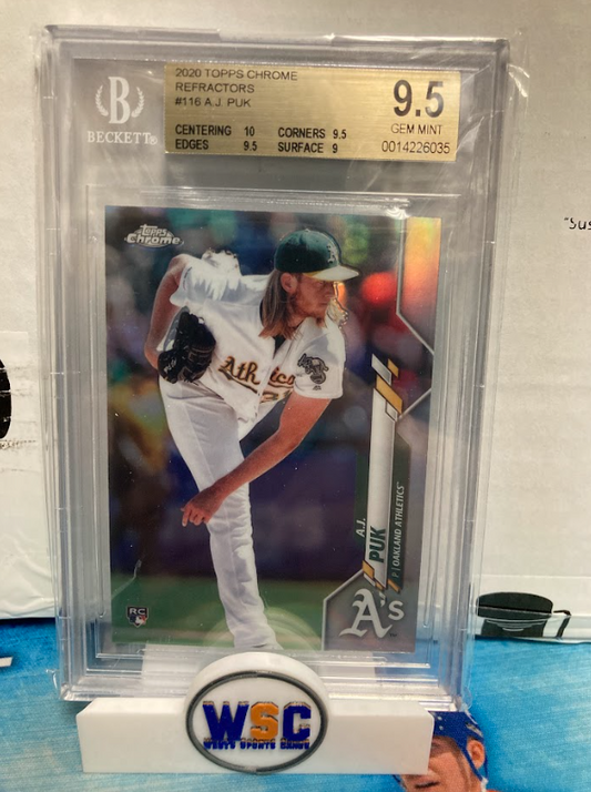 West's Sports Cards (WSC) 2020 A.J. Puk Topps Chrome REFRACTORS Rookie Card #116 | BGS 9.5