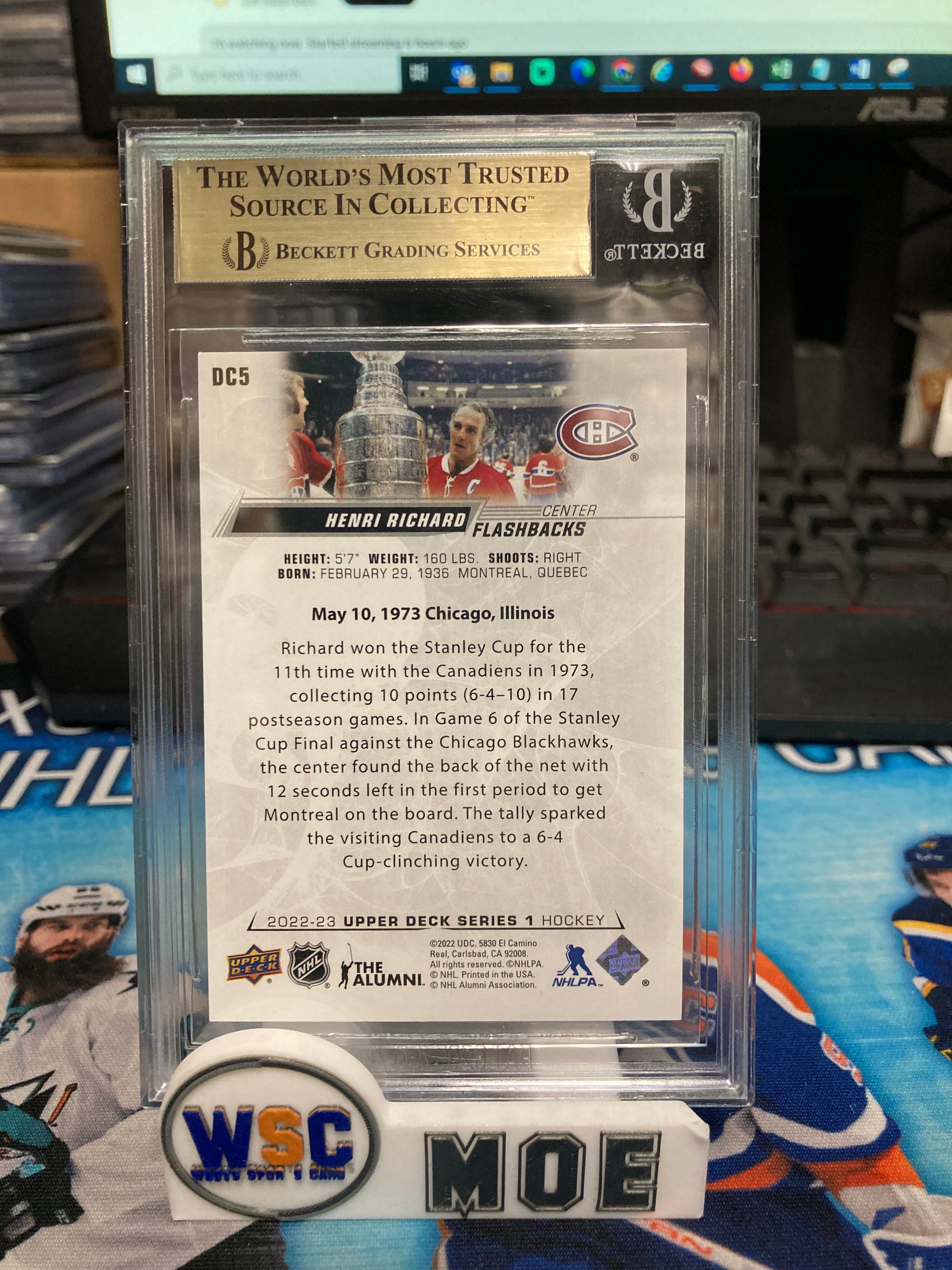 West’s Sports Cards (WSC) 2022-23 Henri Richard Upper Deck DAY WITH THE CUP FLASHBACKS | BGS 9.5
