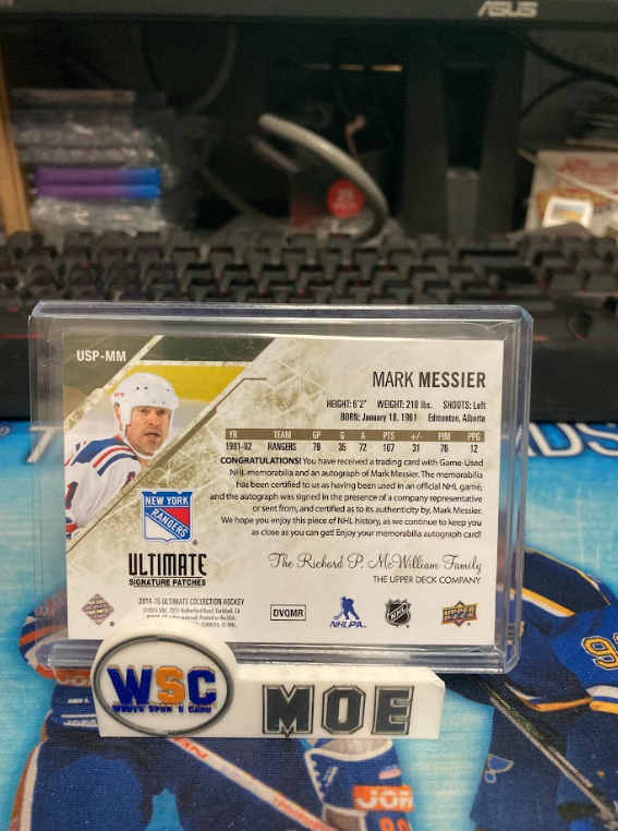 West's Sports Cards (WSC) 2014-15 Mark Messier Upper Deck ULTIMATE COLLECTION SIGNATURE PATCHES [06/10]