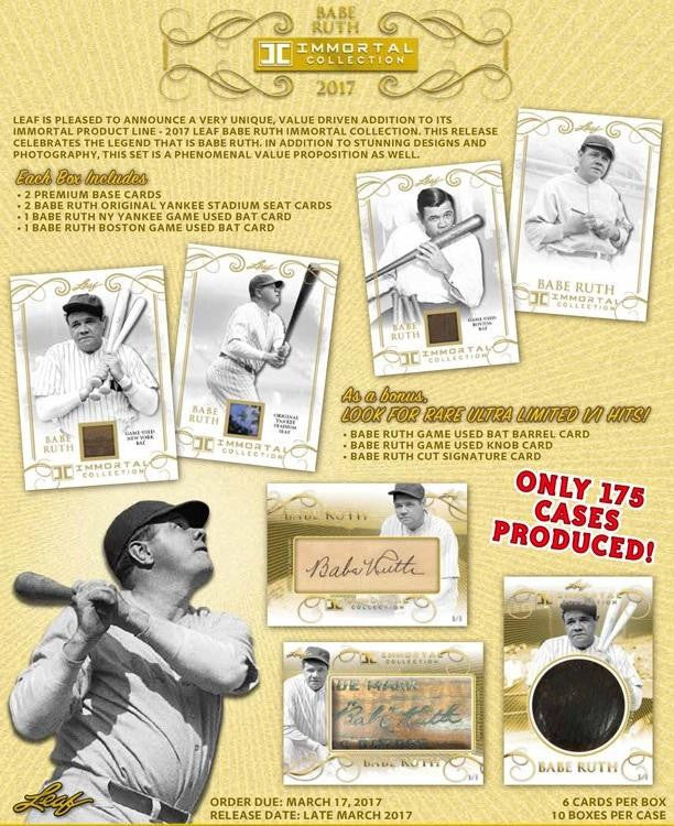 2017 Leaf Babe Ruth Immortal Collection Baseball Hobby Box